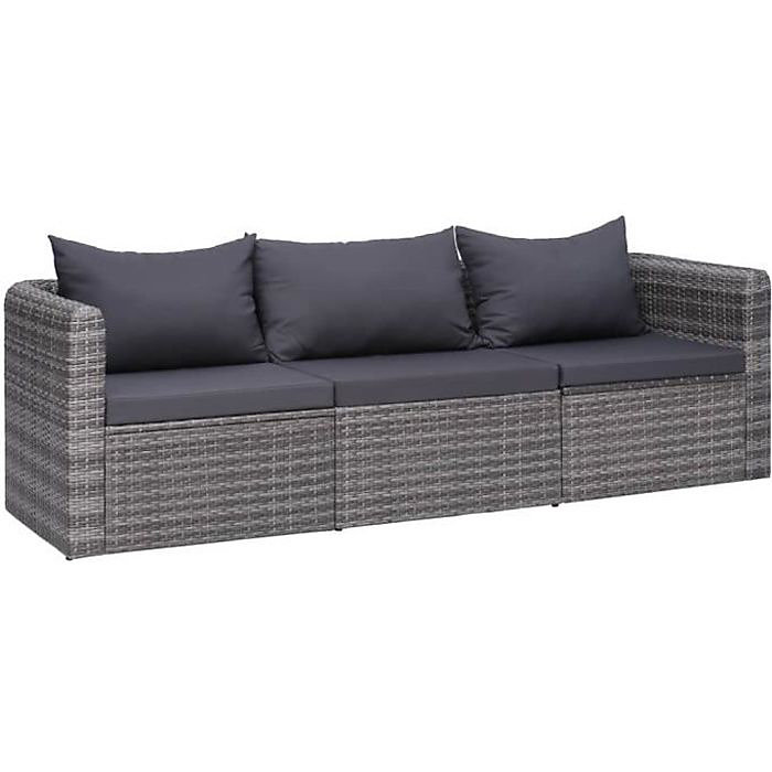 Canapé d'extérieur en résine tressée – Gris, 72 × 72 × 63 cm