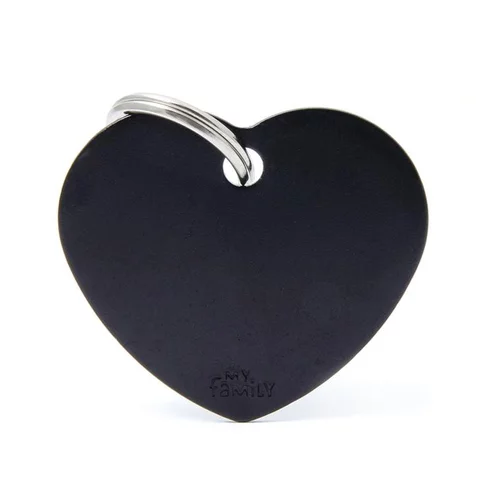 Le compagnon du jardin：Médaille basic grand cœur pour chien en aluminium noir