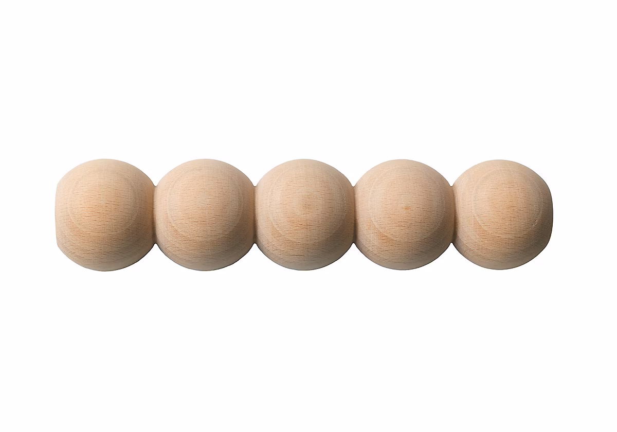 Échantillon de moulure perle brut décorative – L20 × 5 cm, Bois de hêtre massif, Style Parisien, A peindre