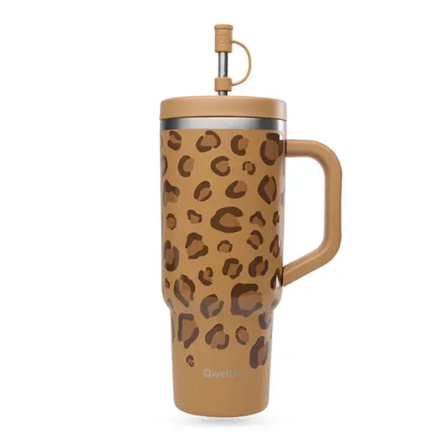 Maison et jardin：Cup nomade isotherme Travel Cup Wild en inox coloris marron Qwetch - 900 ml