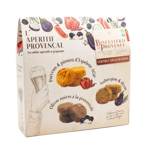 Nature utile：Coffret dégustation l'apérif sablés provençal bio Biscuiterie de Provence - 180 g