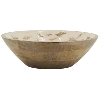 Corbeille en manguier déco fougères (Diamètre 25 cm)
