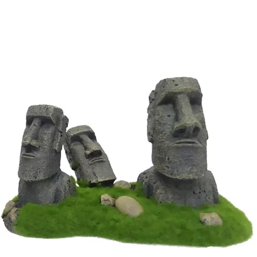 Idée pratique：Décor aquarium della moai coloris vert ployrésine - 21 x 115 x 13 cm