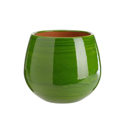 Mieux dehors:Pot en terre émaillée vert Forêt Les Poteries d'Albi Cancale - Ø 25 x H 27 cm