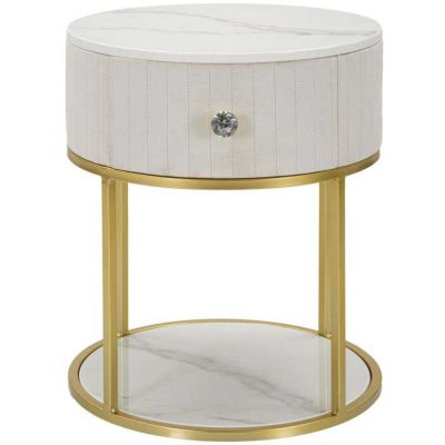 Table de chevet en métal Montpellier 42 x 48 cm (Crème)