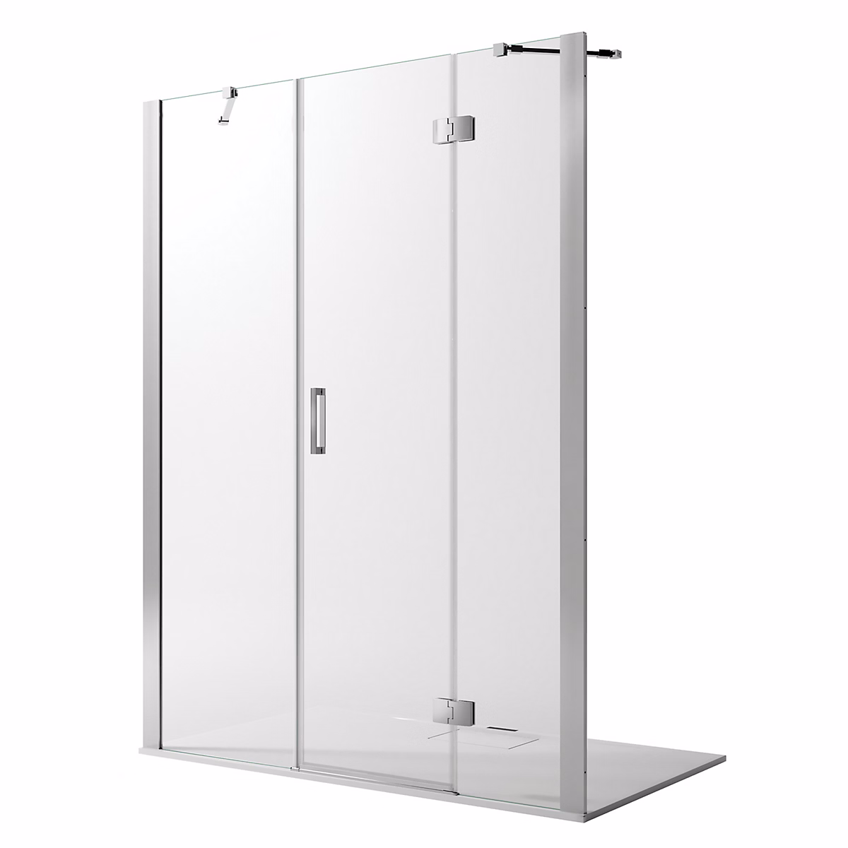 Cabine de douche 95CM H190 Verre Transparent avec Easy – Clean mod. Flip Porte + Fixe