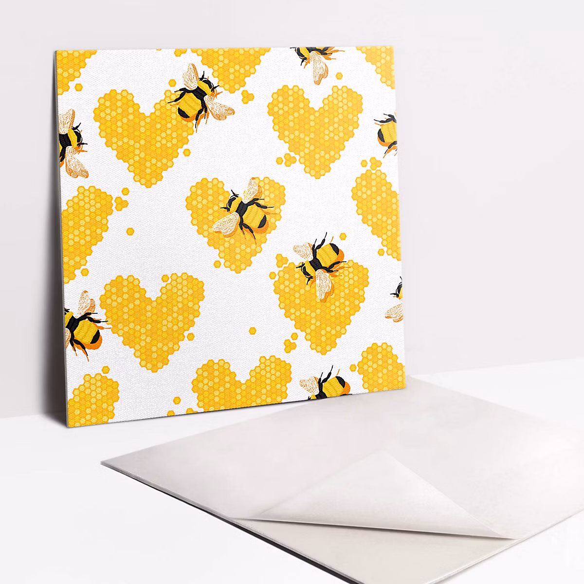 Carreaux vinyle Tulup 30 × 30 cm Abeille avec nid d'abeille 9 pcs
