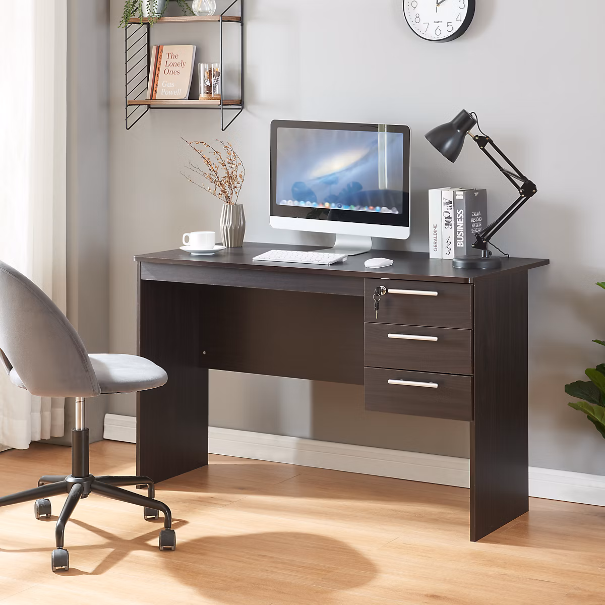 Bureau Ragunda 120 × 59 × 75 cm effet bois foncé en.casa