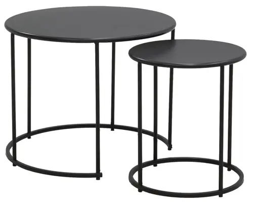 Une sélection pour l’extérieur：Table ronde en métal noir petit modèle - Ø 38 x H 45 cm