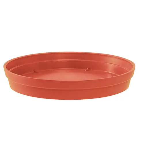 Nature extérieur：Soucoupe ronde en plastique coloris terre battue EDA Toscane - Ø 28 x H 4,5 cm