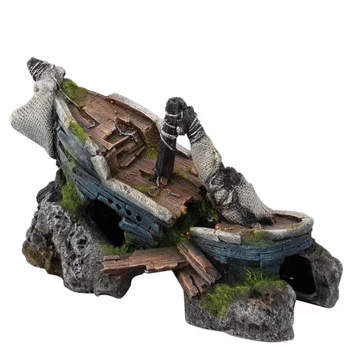 Mieux dehors:Décor aquarium bateau coulé 20x10,5x12,5 cm