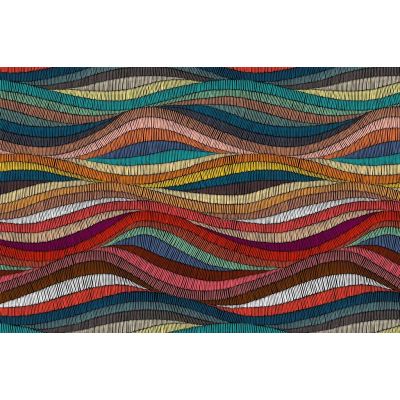 Tapis intérieur extérieur en vinyle Vagues multicolores (90 x 60 cm)