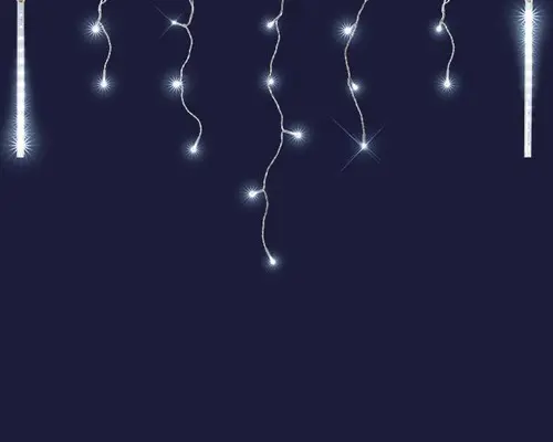 Pour créer votre univers jardin:Stalactite lumineuse gouttes de glace connectable x3 à 141 LED blanc pur + flash sur câble argent - L 3 m x H 0,5 m