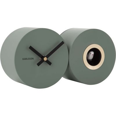 Horloge murale en métal mat Duo Cuckoo (Kaki)