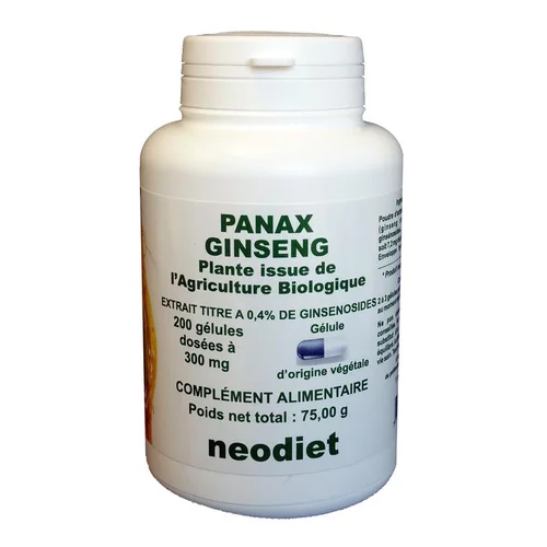 Jardin et nature：Gélules de panax ginseng bio en boite de 200 unités