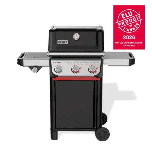 Espace vert facile：Barbecue gaz Spirit E-335 coloris noir en acier émaillé Weber - 117 x 67,5 cm