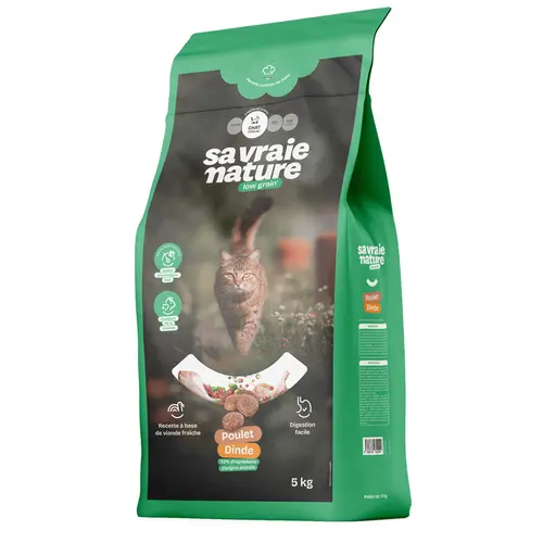 Pour organiser le jardin:Croquettes chat stérilisé poulet & dinde réduites en céréales Sa Vraie Nature - 5 kg