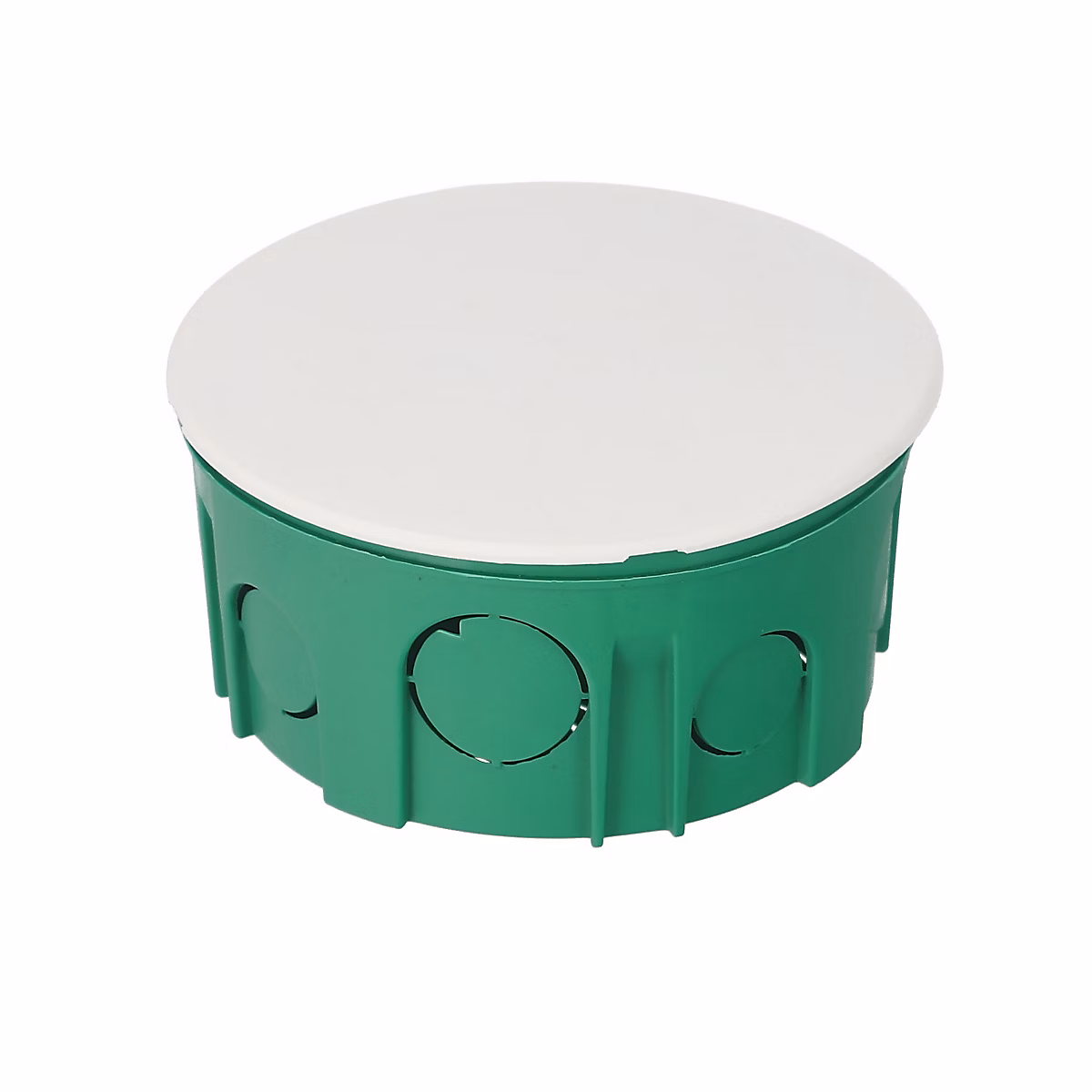 Boîte d encastrement 100 – peu profonde avec couvercle, sans vis, verte (couvercle blanc), 1 pièce