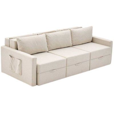 Canapé 3 places convertible avec coffre Saros (Crème)