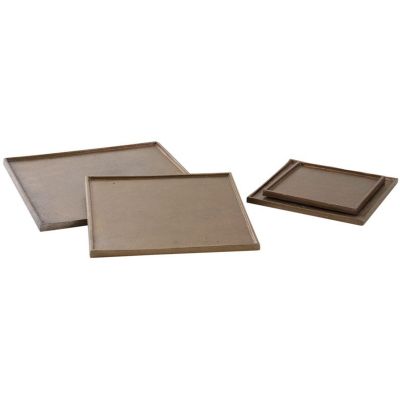 Plateau en métal doré antique (Lot de 4) (Carrée)