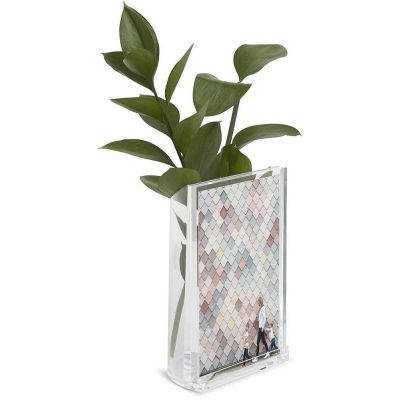 Porte photo avec vase ou porte crayons intégré Optic (Transparent)