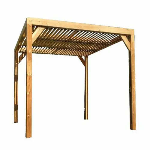 Pour votre confort en extérieur:Pergola coloris beige en bois traité très haute température - 3,41 x 6,14 m