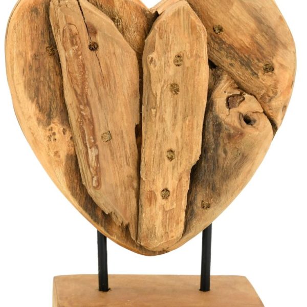 Coeur en teck sur socle (Petit modèle)
