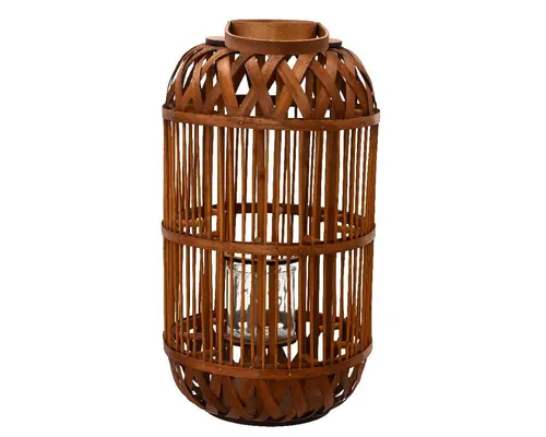 Bien pensé extérieur：Lanterne en bambou lie-de-vin - Ø 35 x H 65 cm