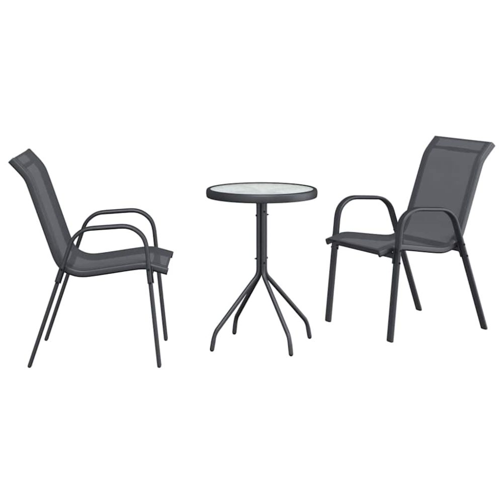 vidaXL Ensemble bistro de jardin 3 pc Gris Acier