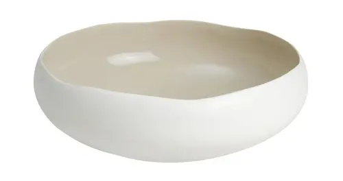 Jardin et déco：Coupe en grès blanc mat/lin Médard de Noblat collection Oslo - Ø 22 x H 7,8 cm