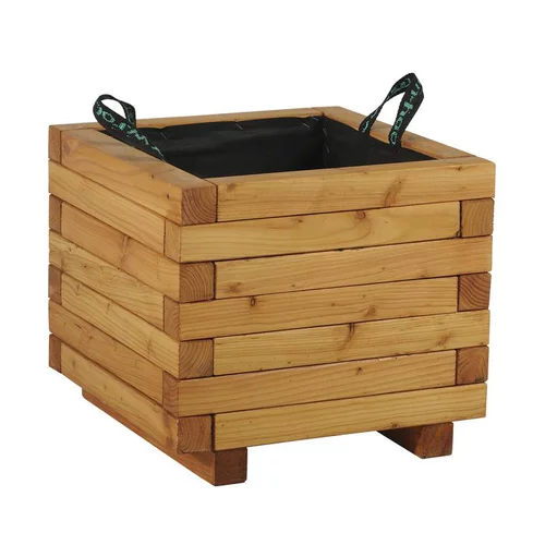 Jardin pour tous:Bac Madrier Carré mélèze huilé 40x40x35,5 cm