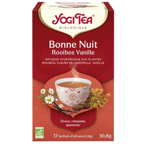 Jardin malin：Yogi tea Bonne nuit Rooibos Vanille – La boîte de 17 sachets