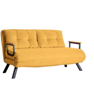 Canapé 2 places convertible en tissu Sando (Moutarde)