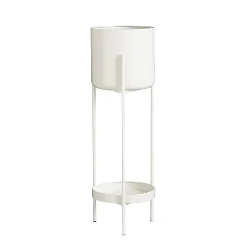 Jardin & nature:Pot sur pied en métal blanc Colyn - Ø 19 x H 60 cm