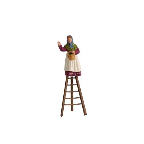 Pour vos moments au jardin:Santon pour crèche cueilleuse d'olives échelle blanc - 7 cm
