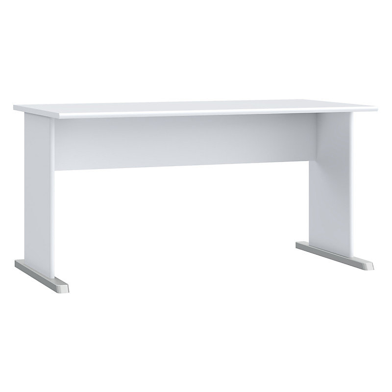 Bureau L. 144 cm décor blanc avec piètement effet aluminium – MARIA