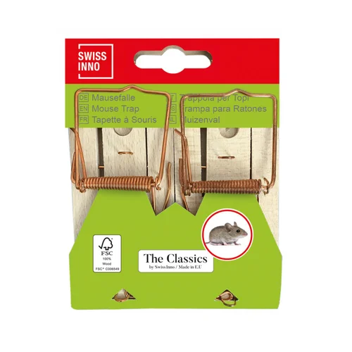 Jardin en pratique:Tapette à souris en bois certifiée FSC® Swissland The Classics - Les 2 pièces