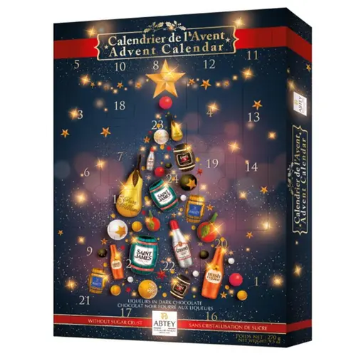 Pour mieux vivre dehors:Calendrier de l'Avent chocolats à la liqueur Abtey - 35 x 24 cm
