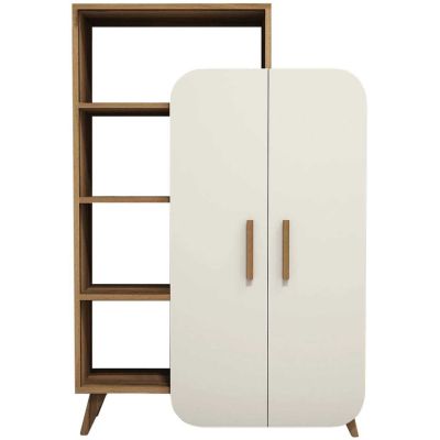Etagère en aggloméré avec portes fermées Form (Noyer et crème)