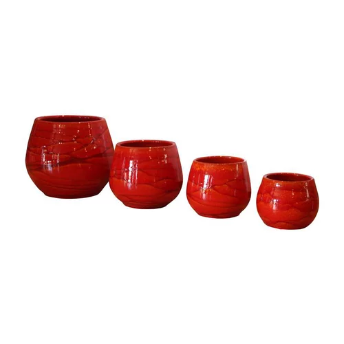 Espace vert essentiel：Pot Cancale soleil couchant en terre cuite émaillée H 14 x Ø 14 cm