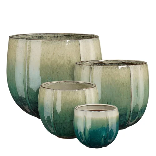 Pour mieux équiper votre jardin:Pot rond en céramique coloris vert Edelman Corsica - Ø 29 x H 26 cm
