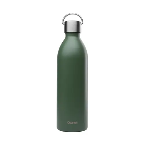 Parfait pour le jardin:Bouteille isotherme en inox recyclé Qwetch Active Matt kaki - 1 L