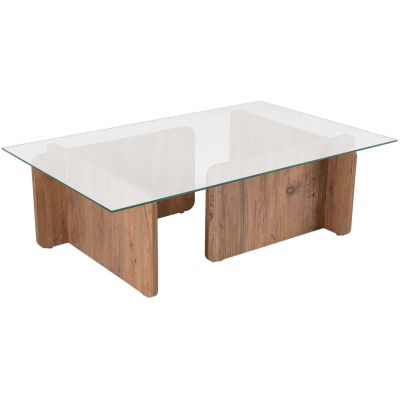 Table basse en verre et aggloméré Flavio (Pin)