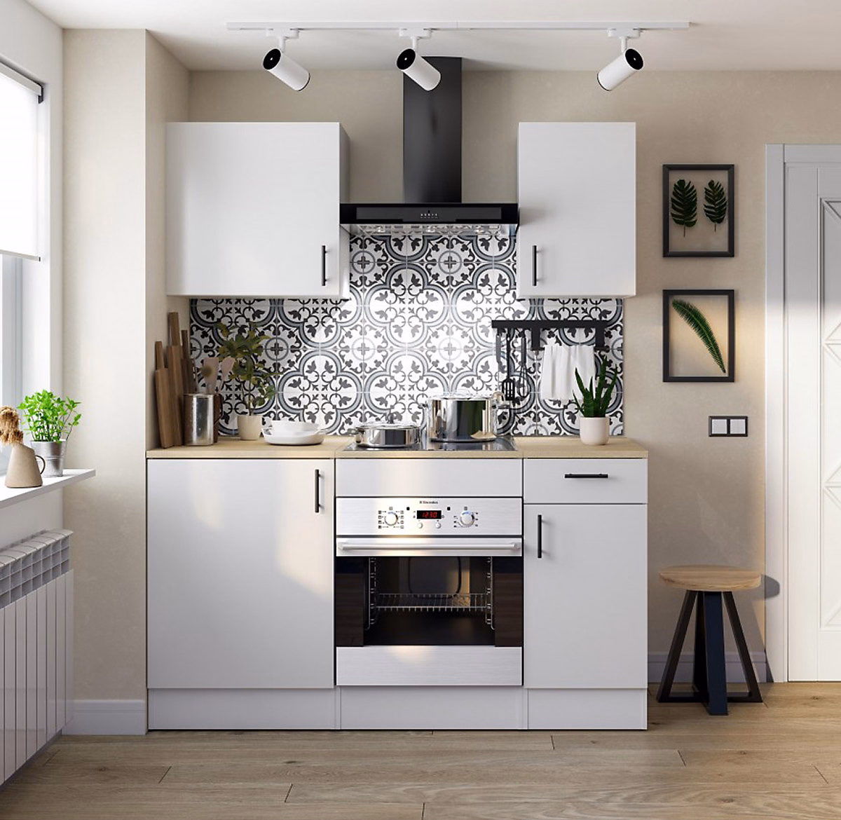 Ensemble de cuisine avec 5 éléments coloris blanc brillant/chêne canadien – Réf. SVXDGDLOF1938467077