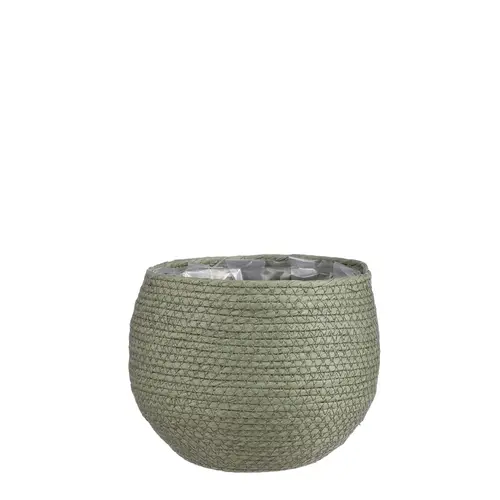 Extérieur qualité:Panier cache-pot coloris vert en osier Jorck Mica Decorations - 19 x Ø 22 cm