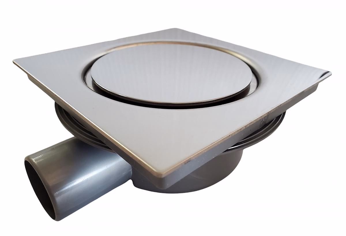 Bonde horizontale / Siphon Inox 15 × 15 cm
