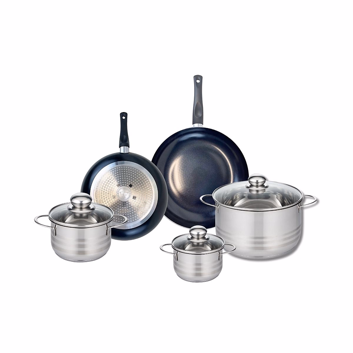 Ensemble de 2 Poêles de cuisson 20 et 24 cm et 3 faitouts 12 – 14 et 24 cm Elo Prima Brillant