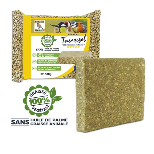Pour un jardin bien équipé:Repas au tournesol pour oiseaux de la nature Natures Market – 300 g