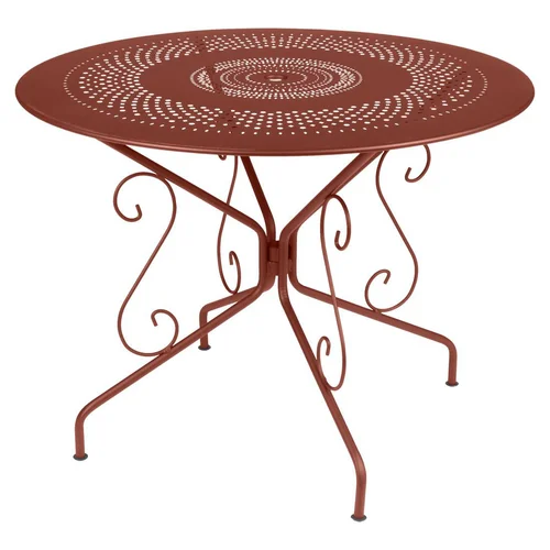 Une idée pratique pour le jardin:Table Montmartre coloris rouge en acier Fermob - Ø 96 x 74 cm