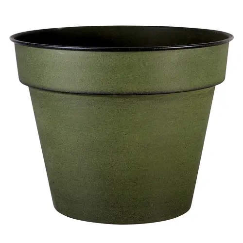Choix au jardin：Pot horticole en acier coloris vert mat Decolines Reb - Ø 37 x H 32 cm